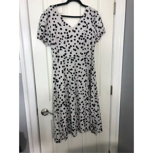 Tahari A Line linen blend polka dot dress new - Picture 1 of 4
